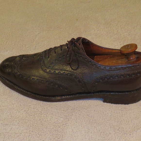 J.M. Weston 398 Vintage Brown Calf Leather Brogues US 10.5 E - Picture 4 of 11
